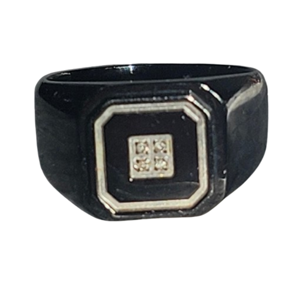 Danbury Mint Black Diamond Stainless Steel Mens Ring Sz 11 No name